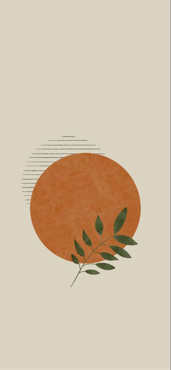 Orange Sun Sprig Boho Wallpaper