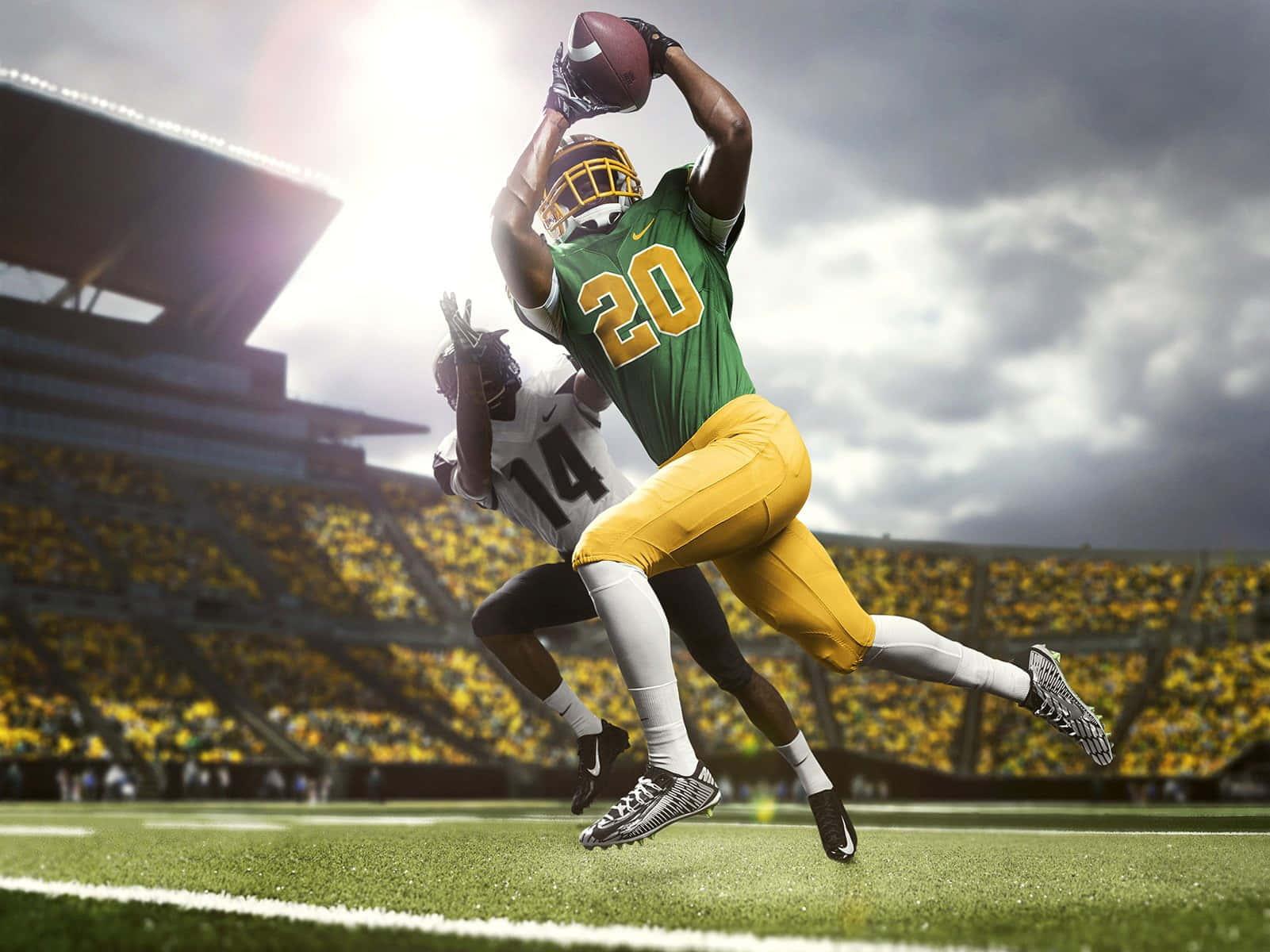 Oregon Ducks Football Team In Action Wallpaper