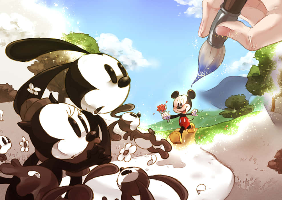 Oswald_and_ Mickey_ Creation_ Moment Wallpaper