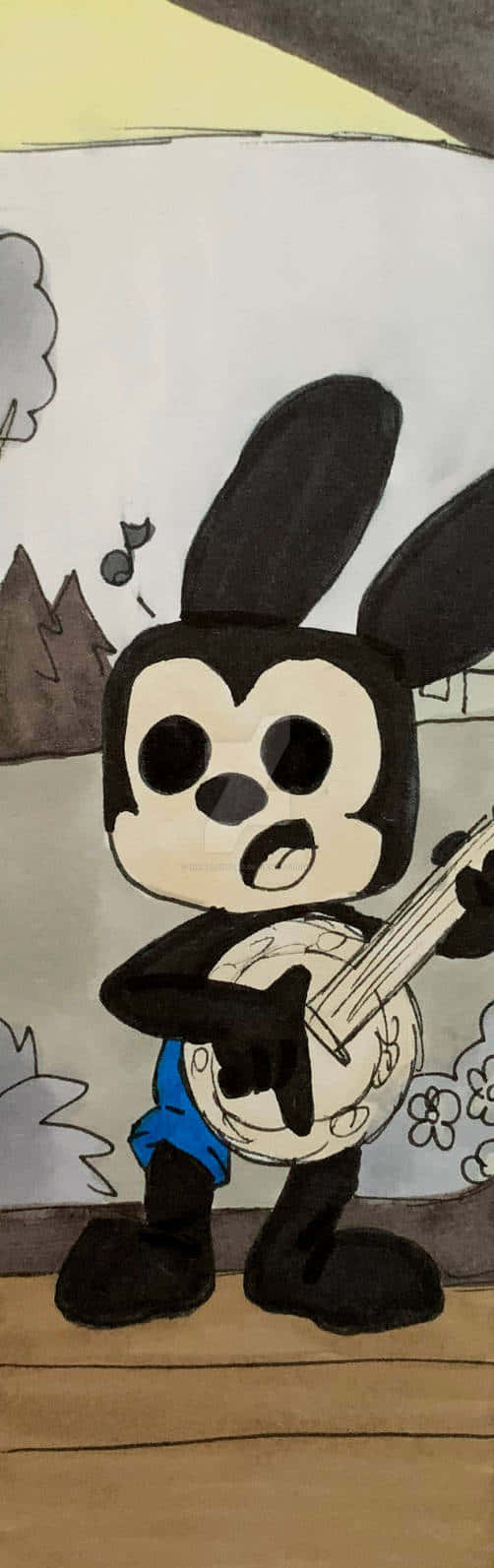 Oswald Playing Banjo Artwork Wallpaper