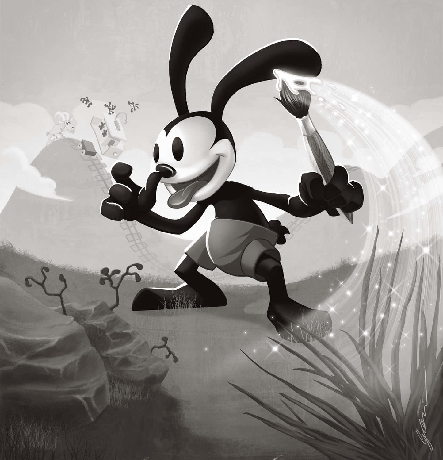 Oswald The Lucky Rabbit Painting Magic Wallpaper