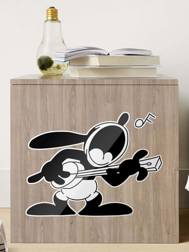 Oswald The Lucky Rabbit Playing Guitar Decal Wallpaper