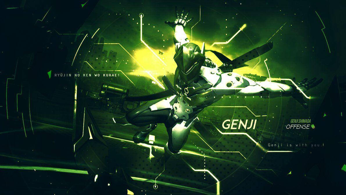 Overwatch Genji Digital Background Wallpaper