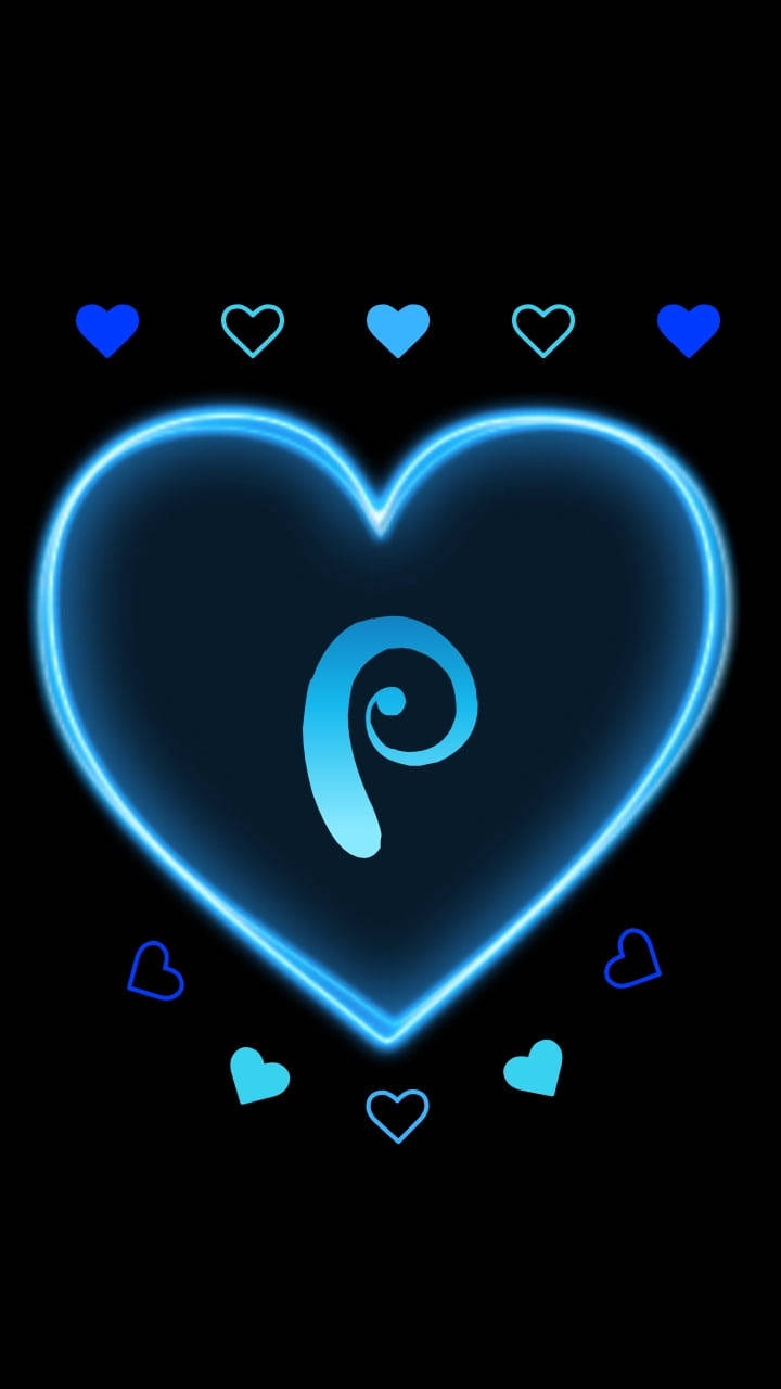 P Letter With Blue Hearts Wallpaper