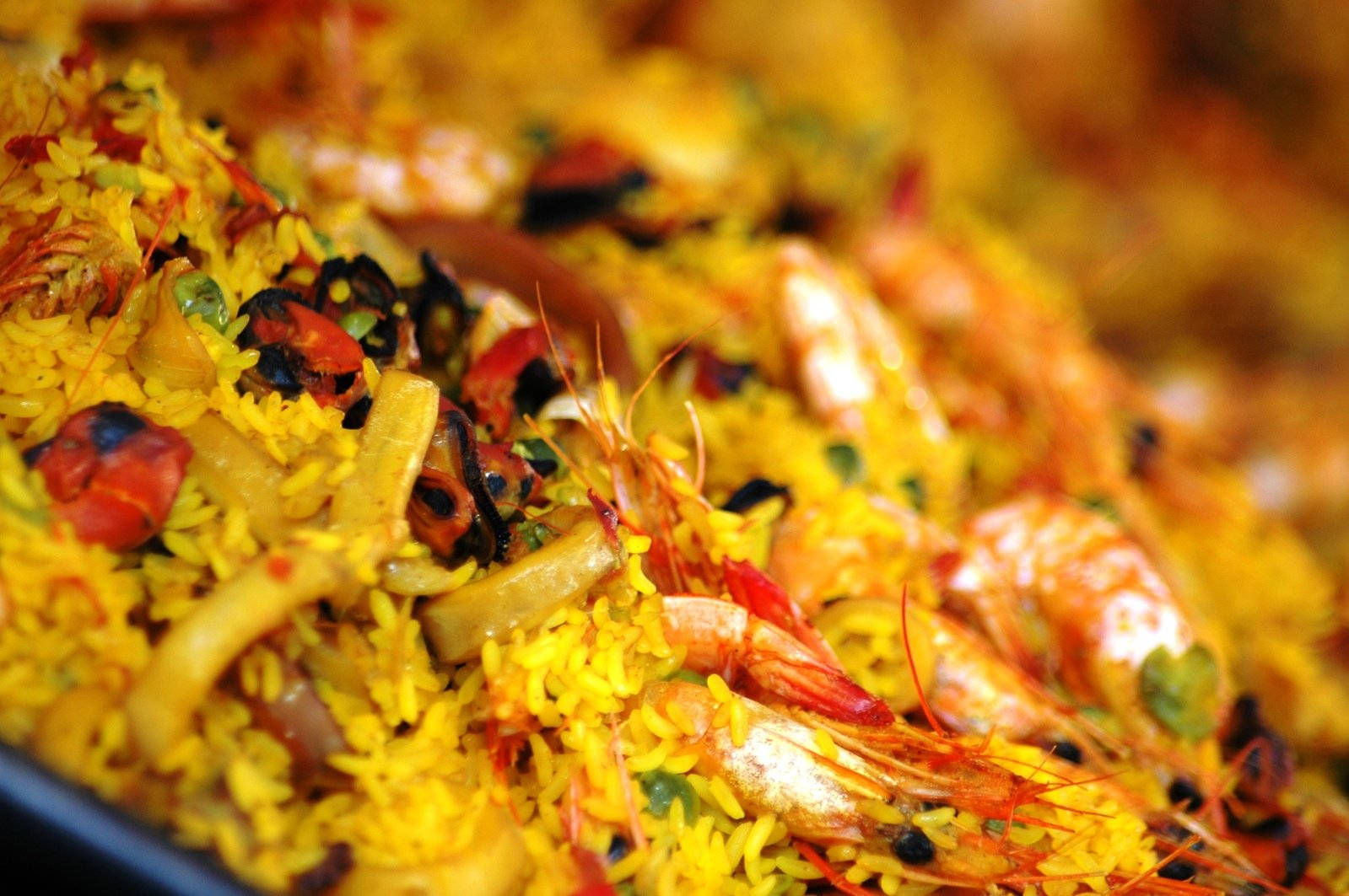 Paella Yellow Rice Closeup Wallpaper