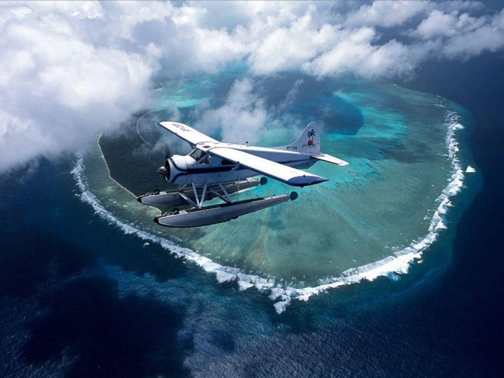 Palau Seaplane Above Reef Wallpaper