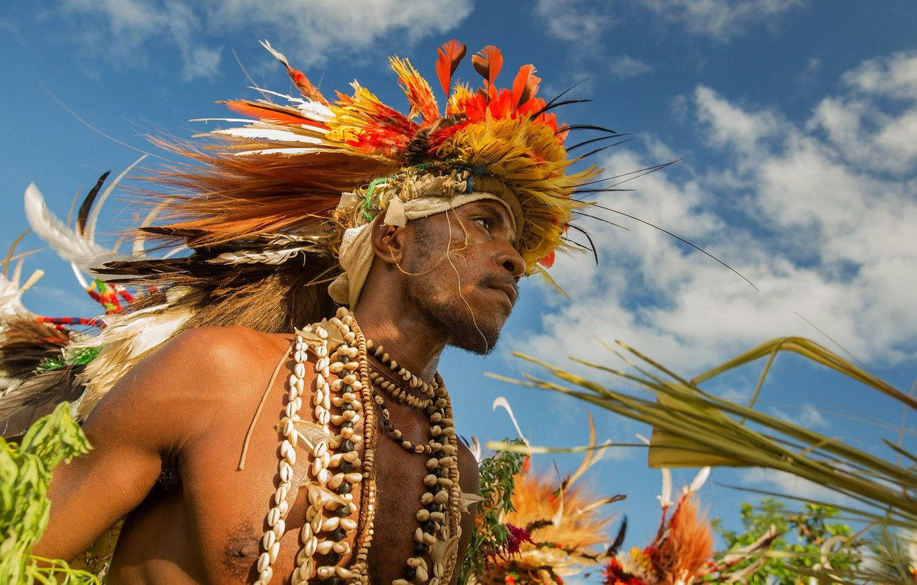 Papua New Guinea Feathered Headgear Wallpaper