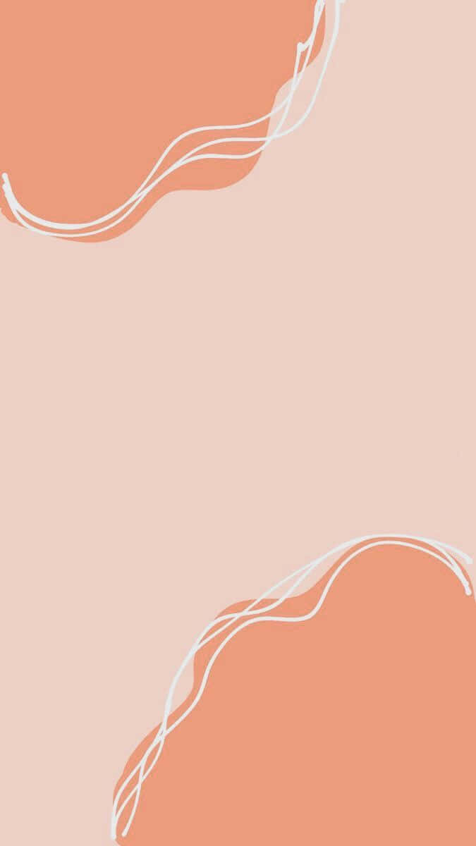 Pastel Peach Aesthetic White Wavy Line Wallpaper