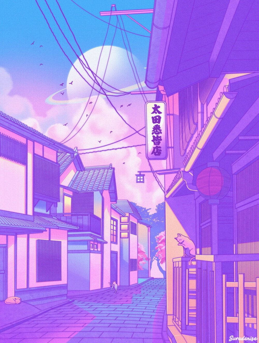 Pastel Phone Anime Neighborhood Wallpaper