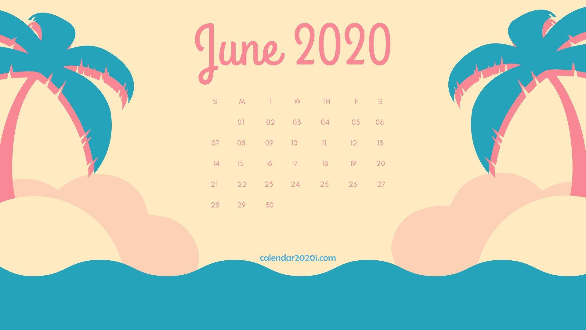 Download free Pastel Summer June Calendar 2020 Wallpaper - MrWallpaper.com