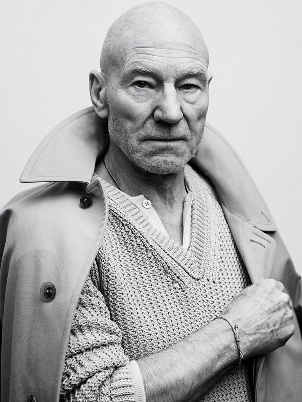 Patrick Stewart Greyscale Wallpaper