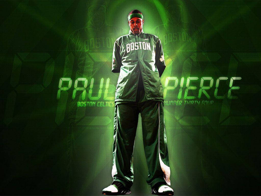 Paul Pierce In Jacket With Digital Font Wallpaper