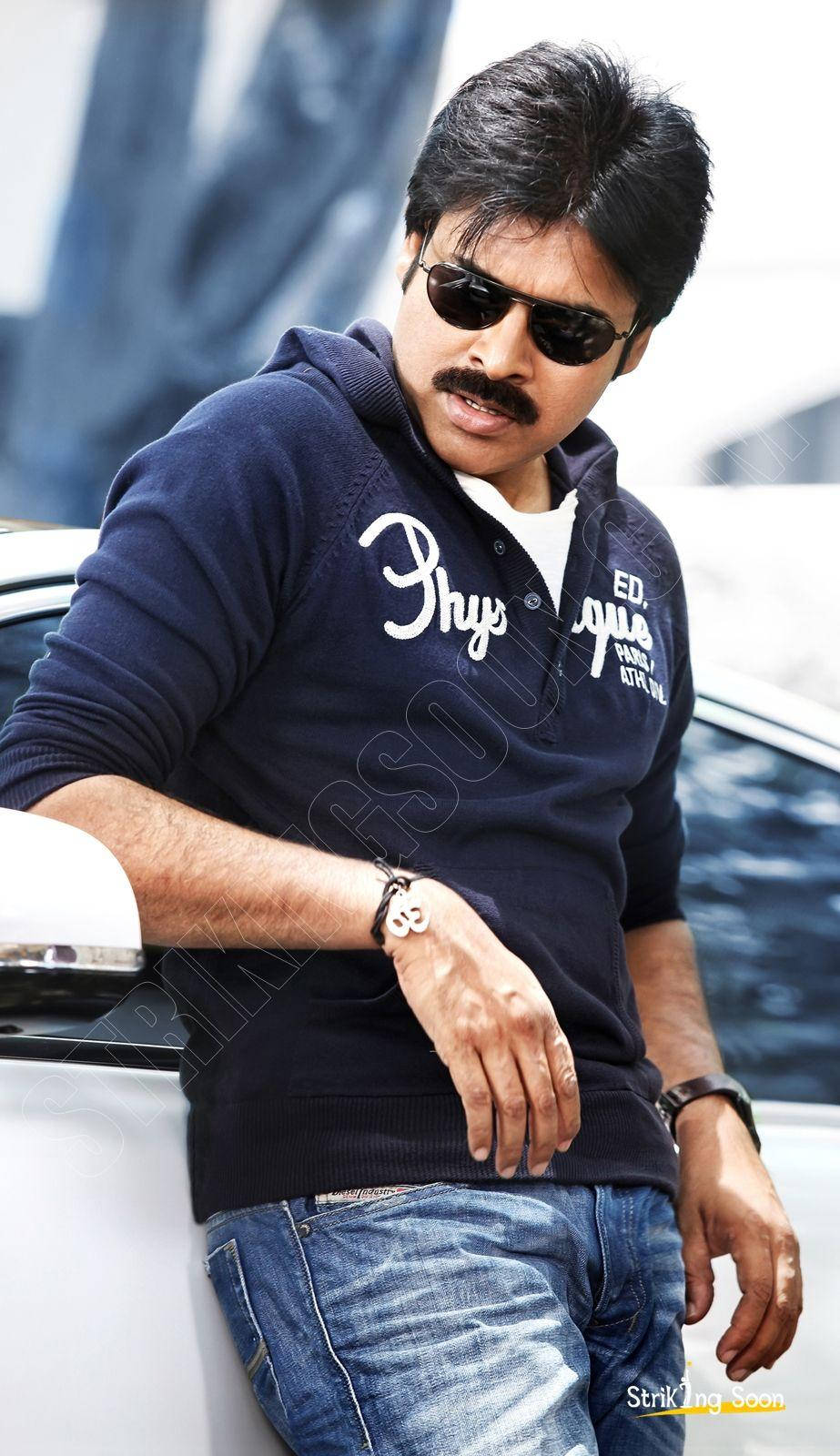 Pawan Kalyan White Car Wallpaper