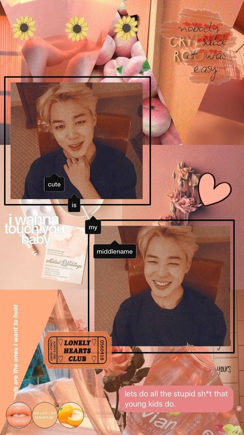 Peach Jimin Aesthetic Collage Wallpaper