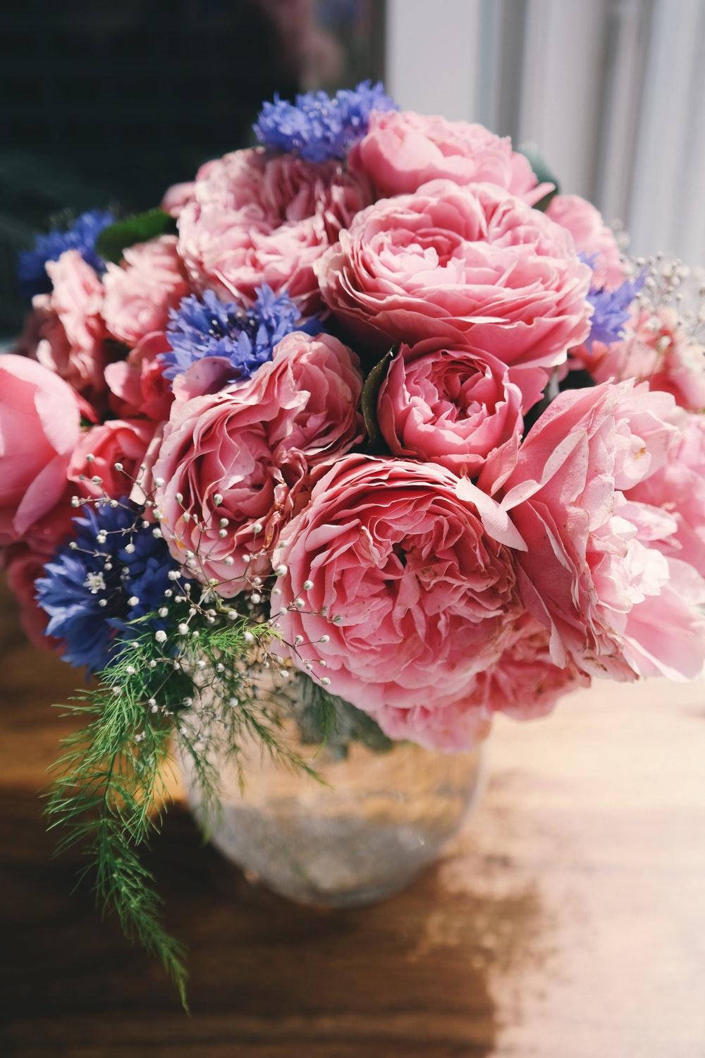 Peony Bouquet With Purple Flowers Wallpaper