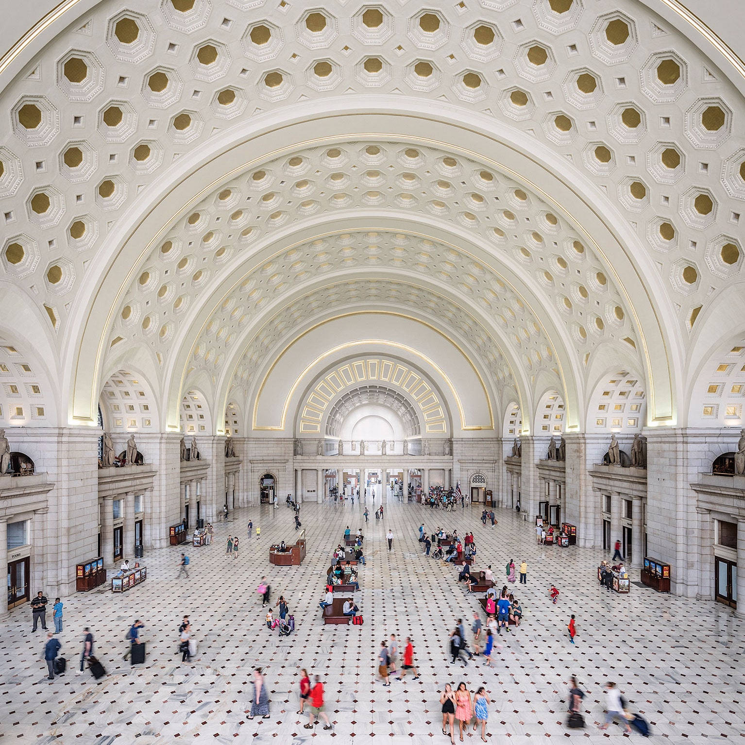 People Exploring Union Station Interior Wallpaper