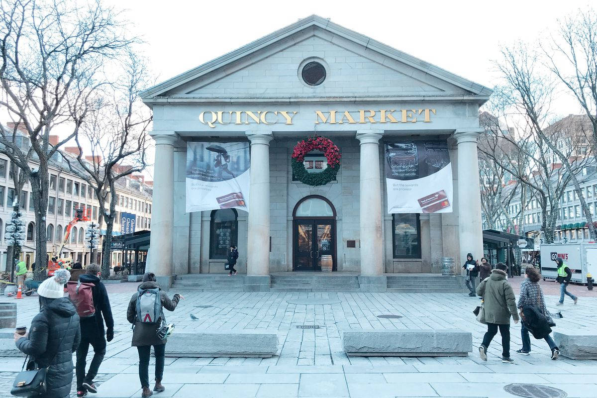 People In Quincy Market Faneuil Hall Wallpaper