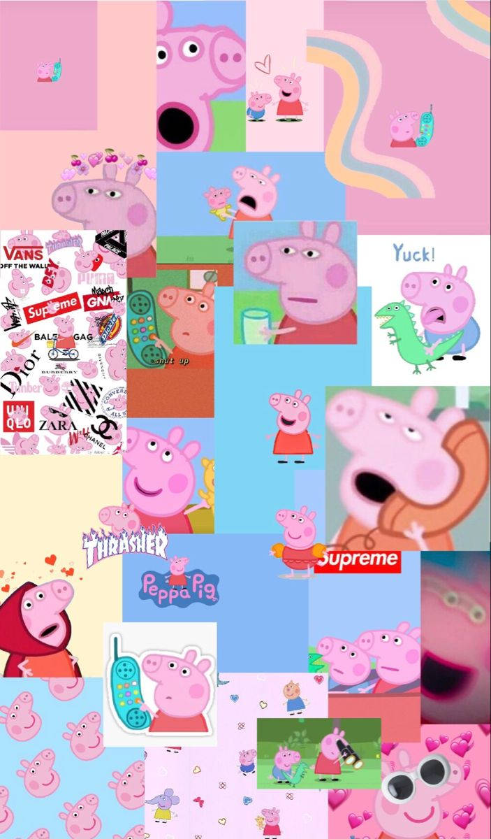Peppa Pig Iphone Collage Photos Wallpaper