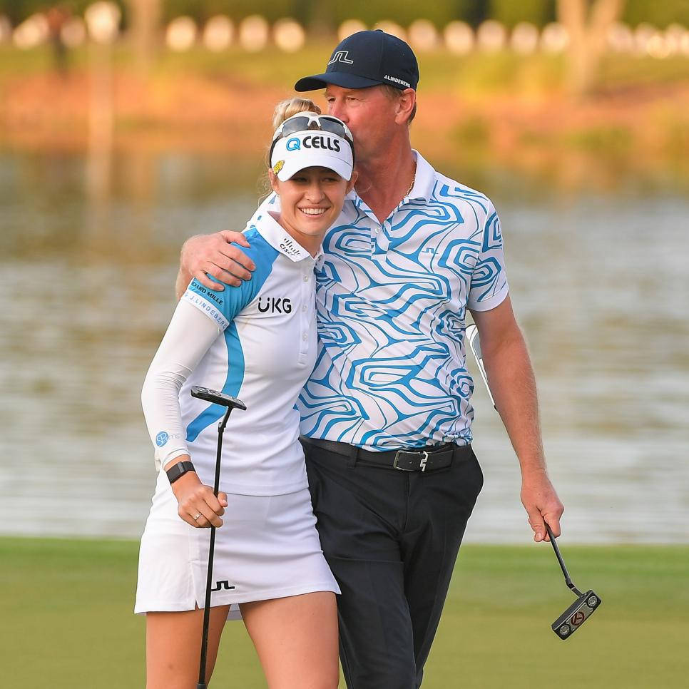 Petr Korda Playing Golf With Daughter Wallpaper