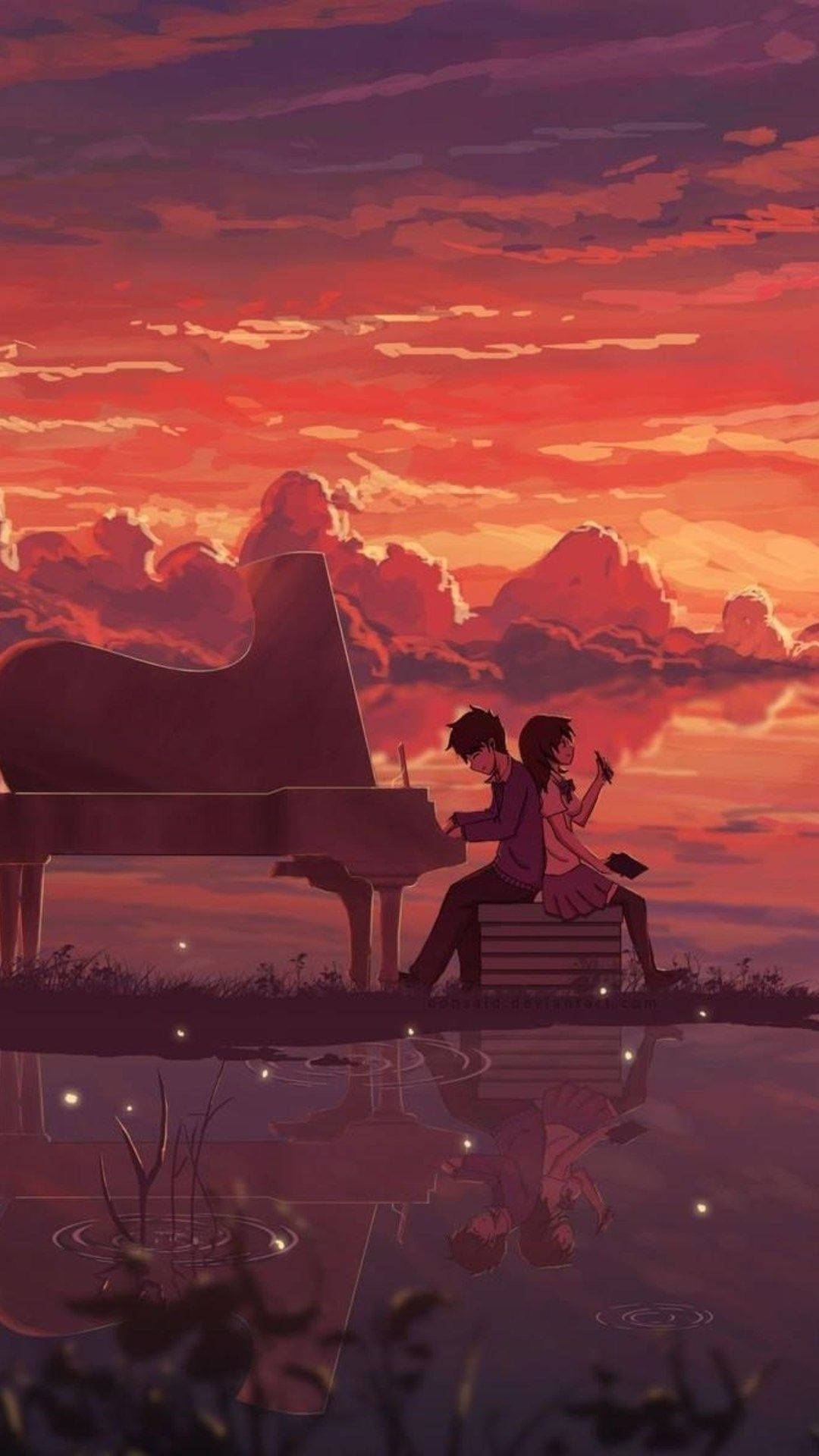 Download free Piano By The Sunset Anime Phone Wallpaper - MrWallpaper.com