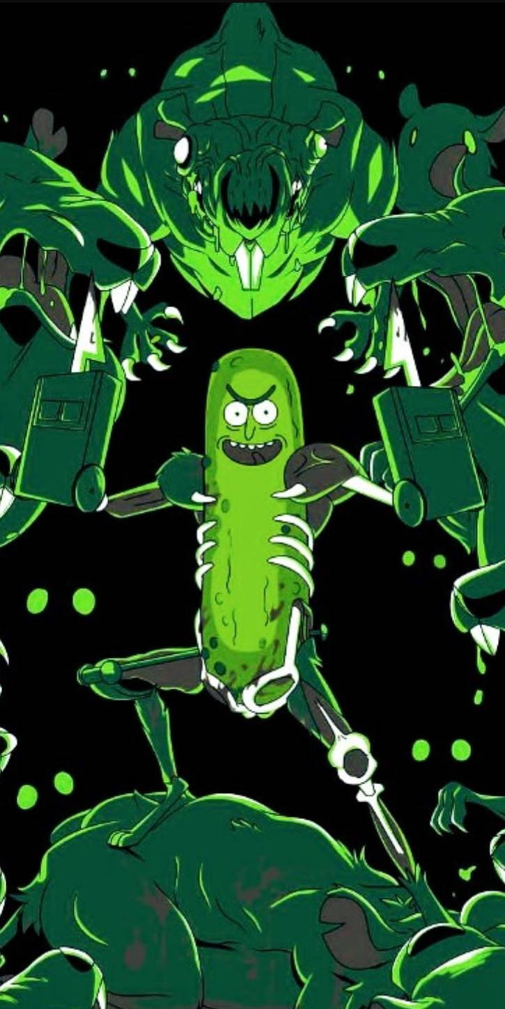 Pickle Rick With Rat Monsters Wallpaper