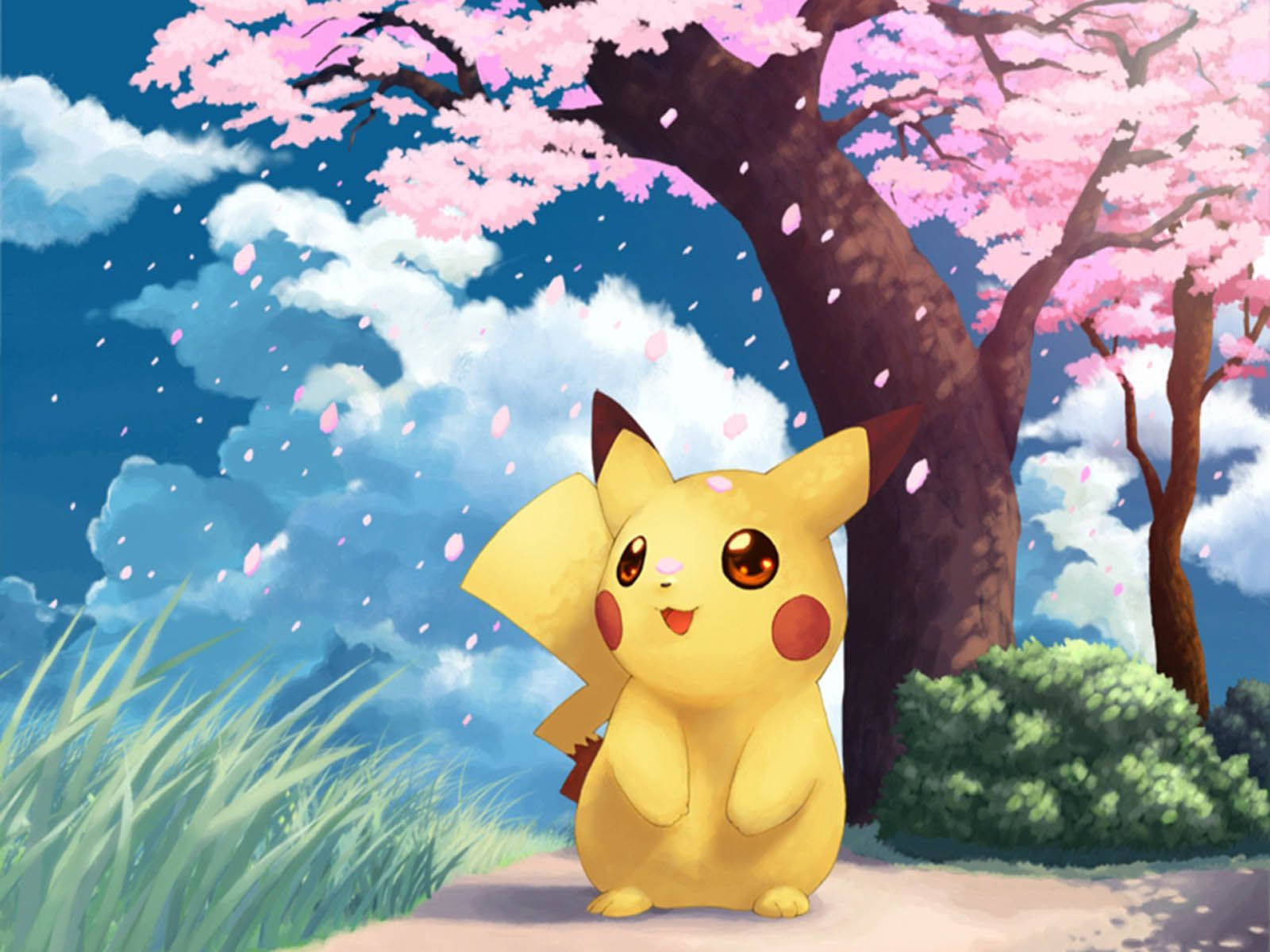 Pikachu 3d And Cherry Blossom Tree Wallpaper