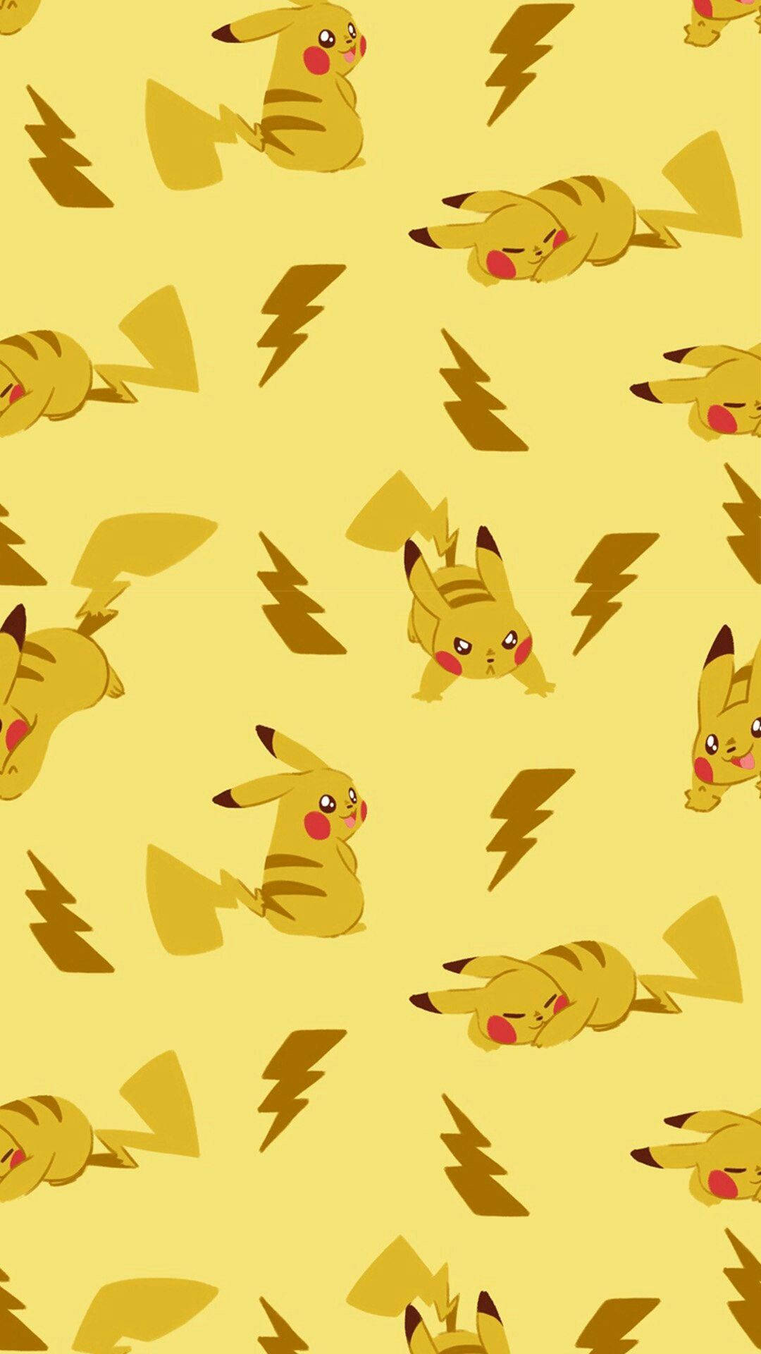 Pikachu Thunderbolts Pattern Wallpaper