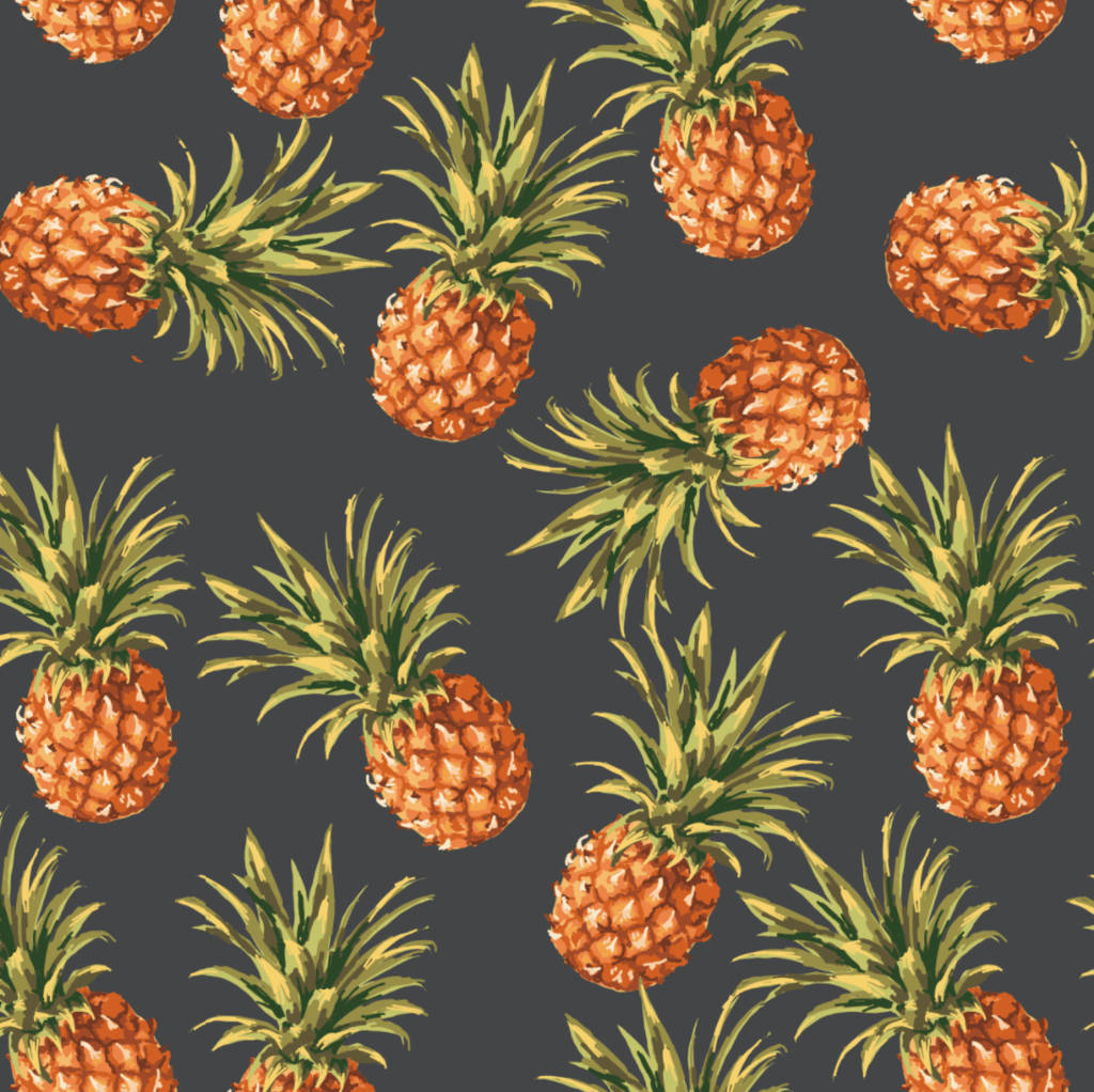 Pineapple Painting Black Wallpaper