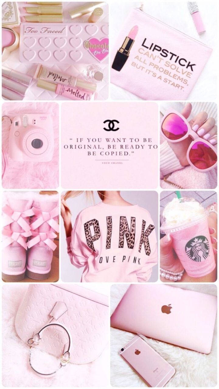 Pink Accessories In Cute Girly Phone Wallpaper