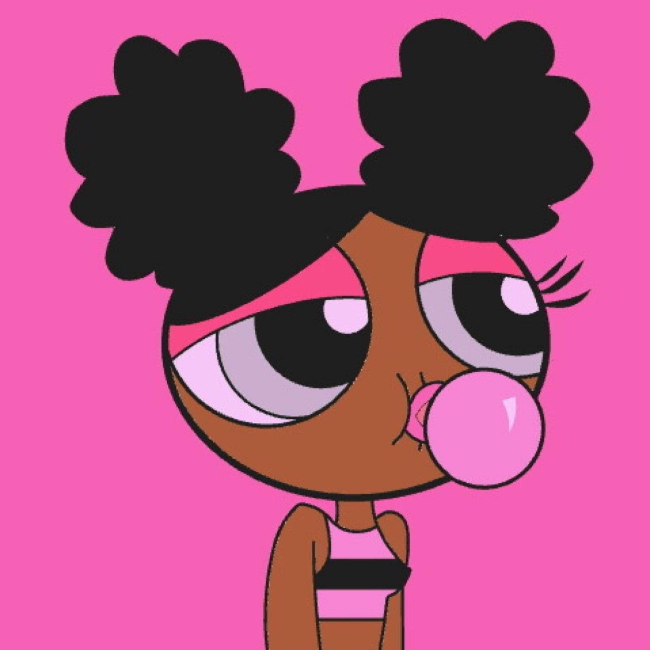 Pink Aesthetic Black Powerpuff Girl Wallpaper