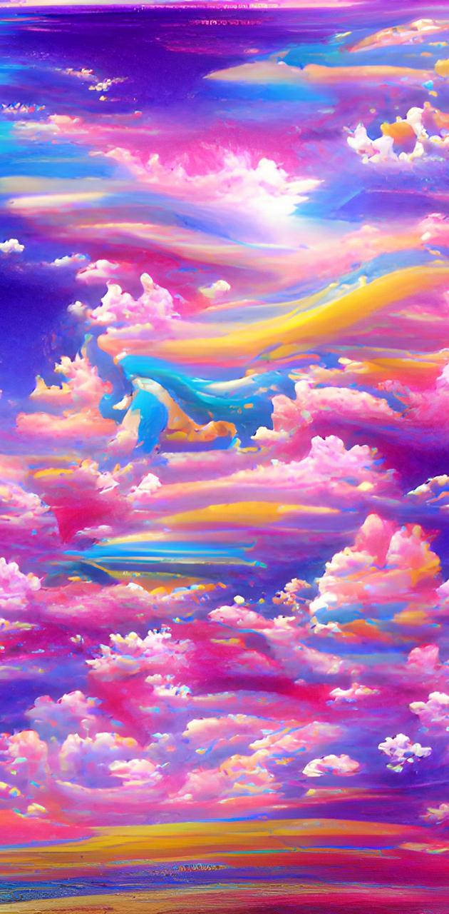 Pink And Purple Psychedelic Cloud Wallpaper