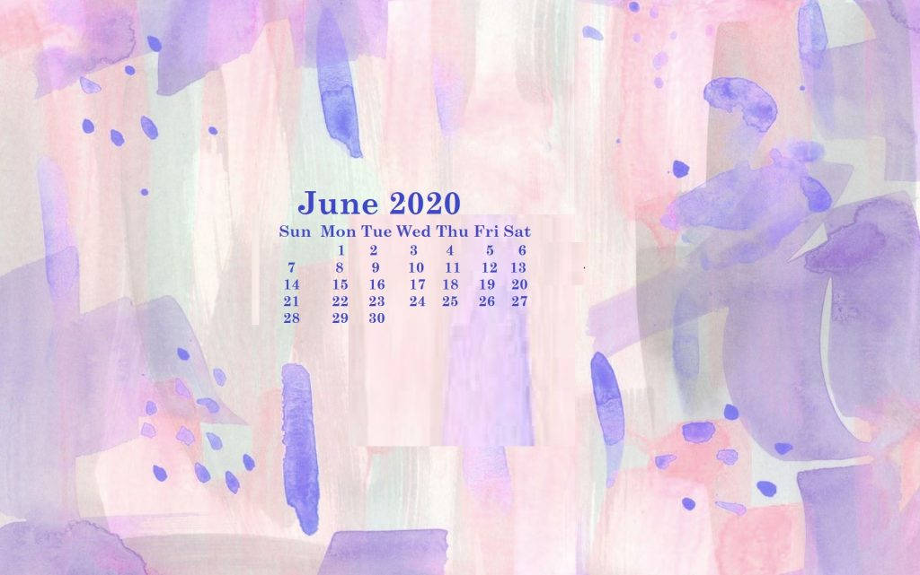Pink And Purple Watercolor June Calendar Wallpaper