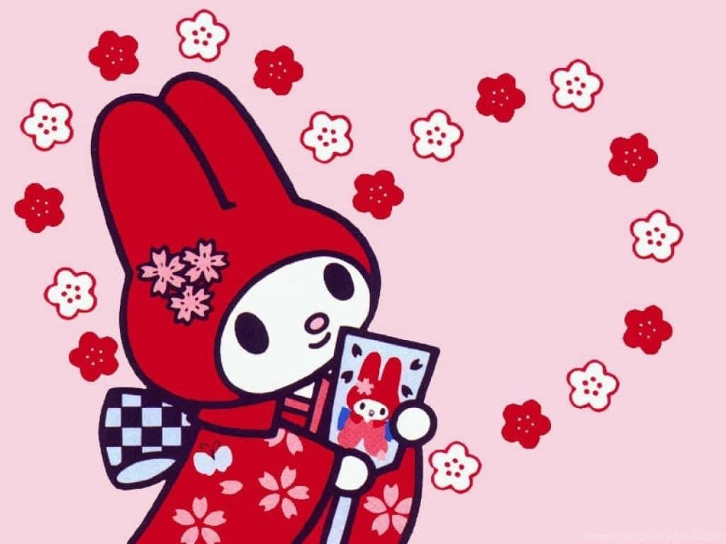 Pink And Red Flowers My Melody Desktop Wallpaper