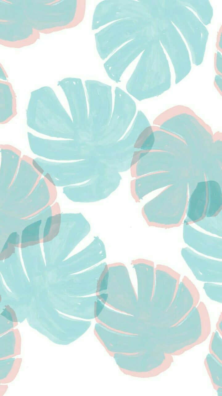 Pink And Teal Leaf Pattern- Wallpaper Wallpaper