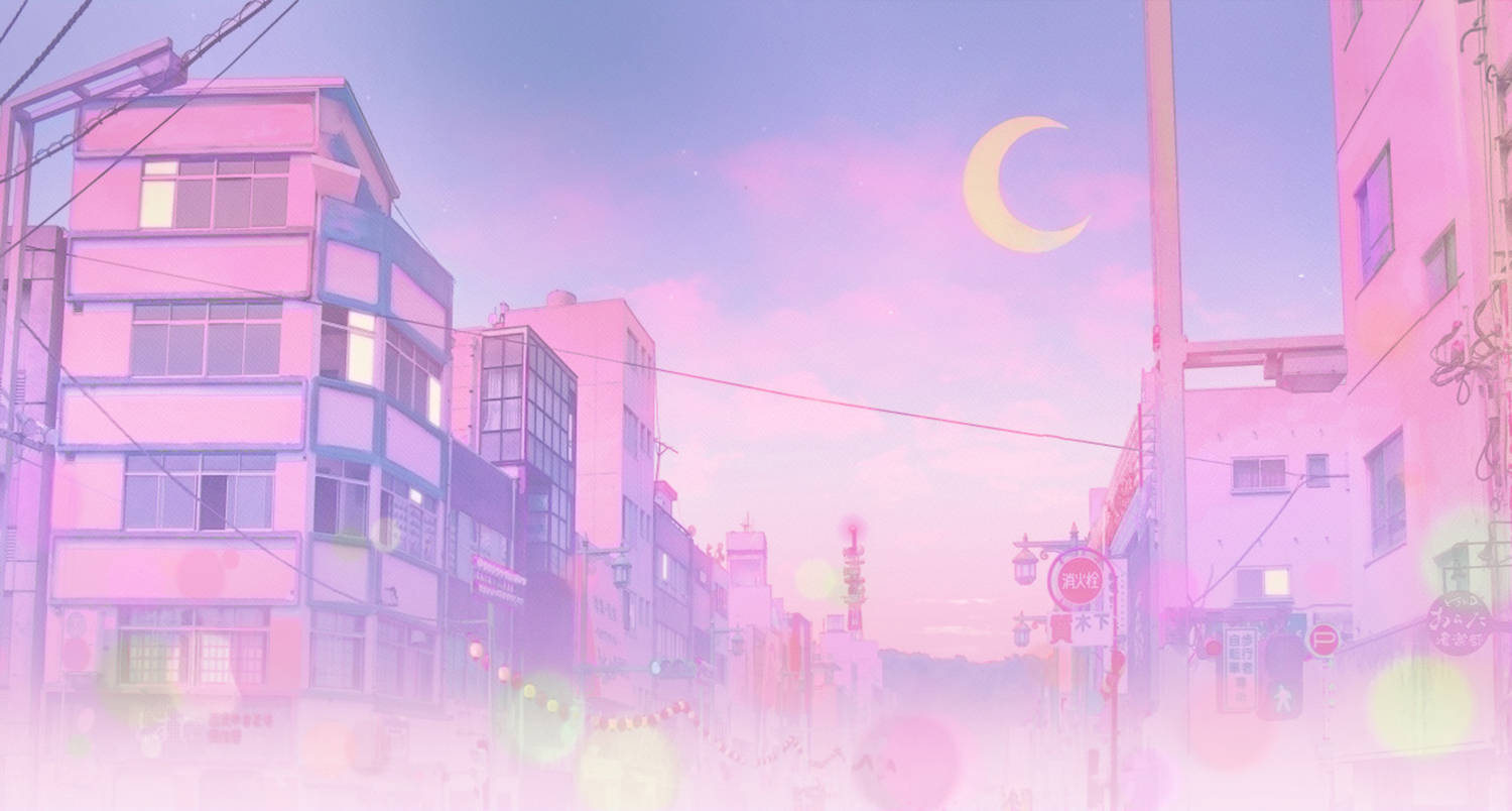 Pink Anime Aesthetic Sailor City Wallpaper