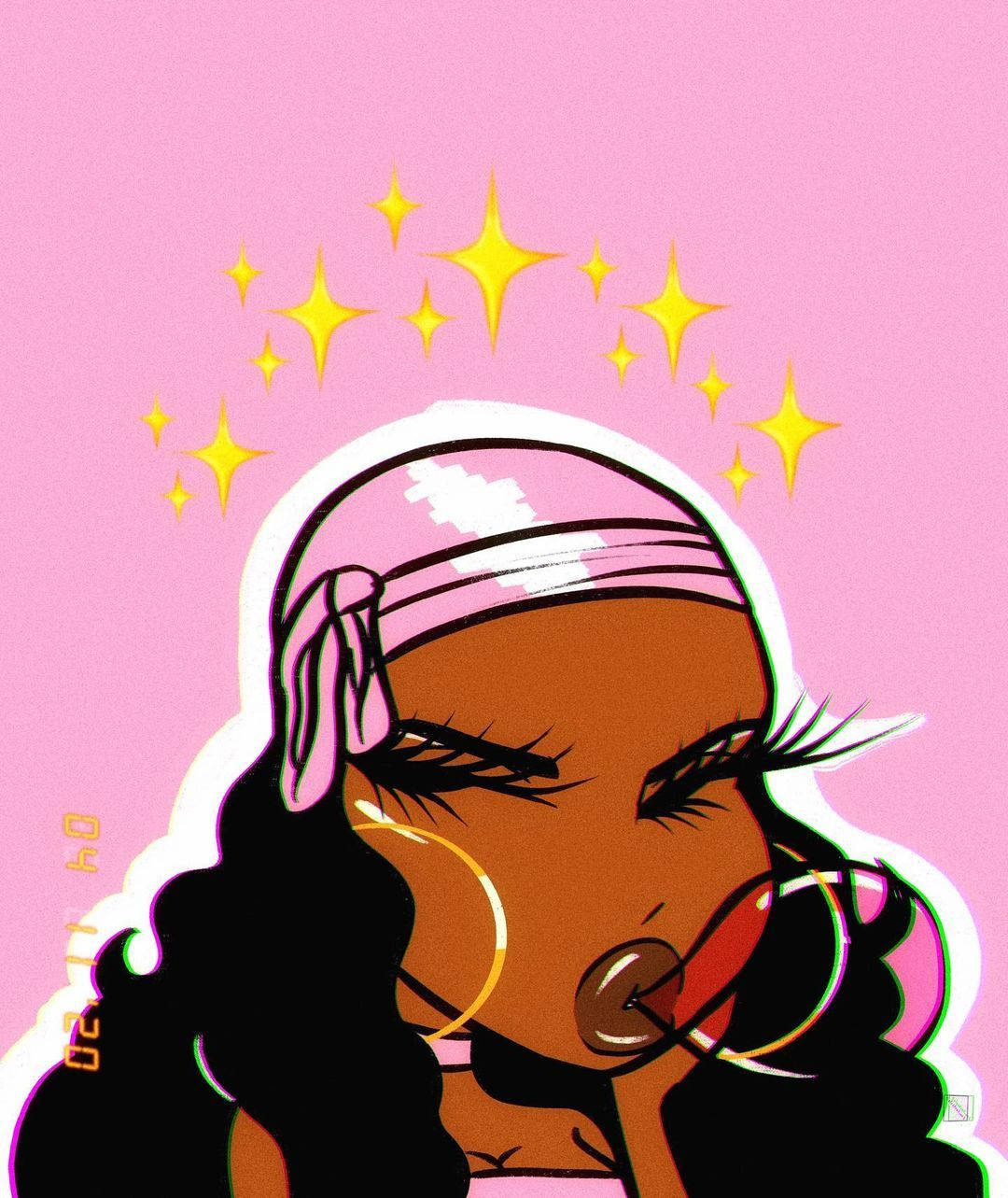 Pink Baddie Black Woman With Bubblegum Wallpaper