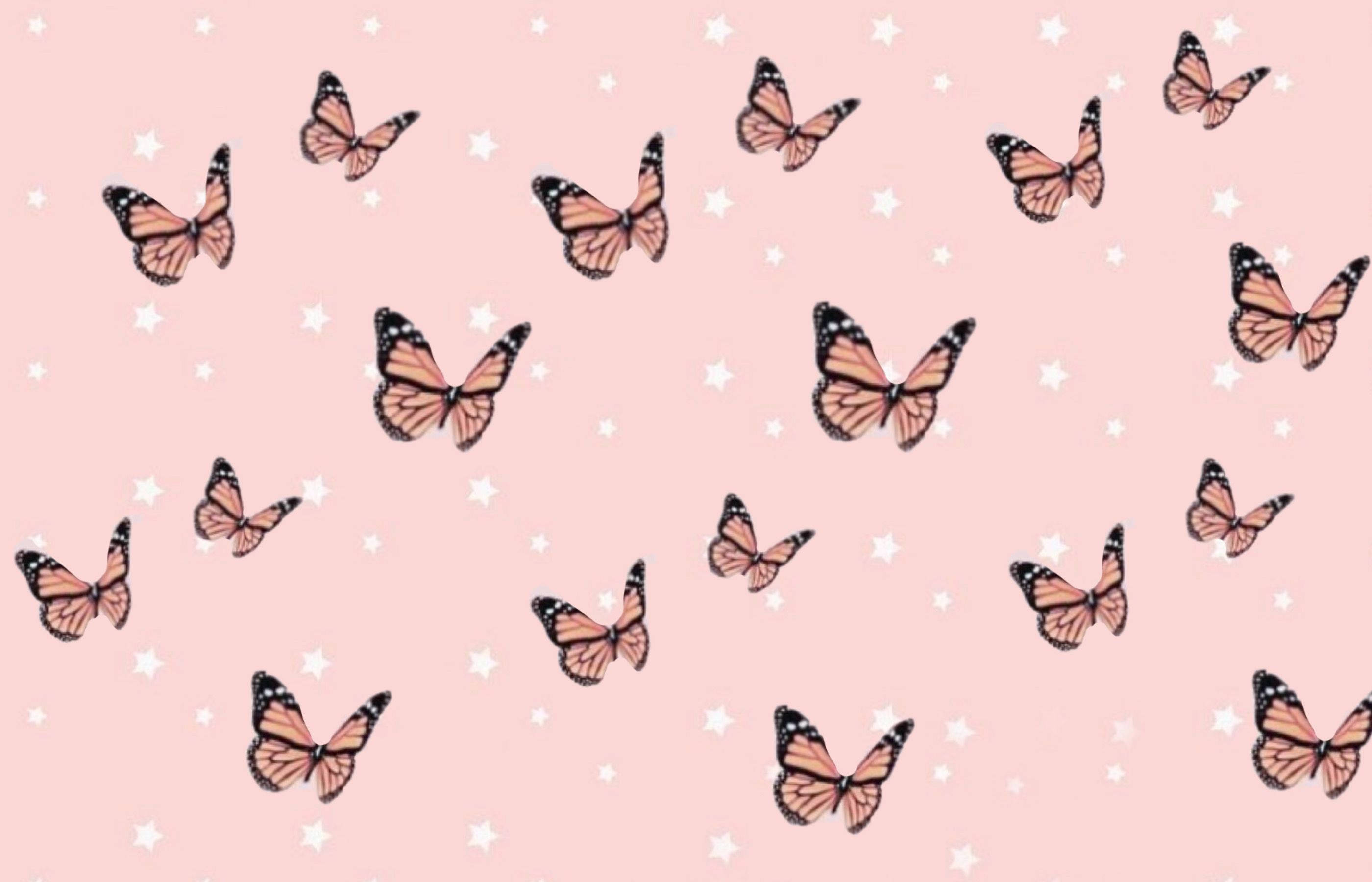 Pink Butterfly And Stars Pinterest Aesthetic Wallpaper