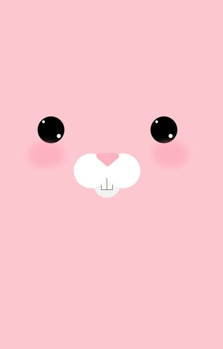 Pink Cartoon Bunny Face Wallpaper