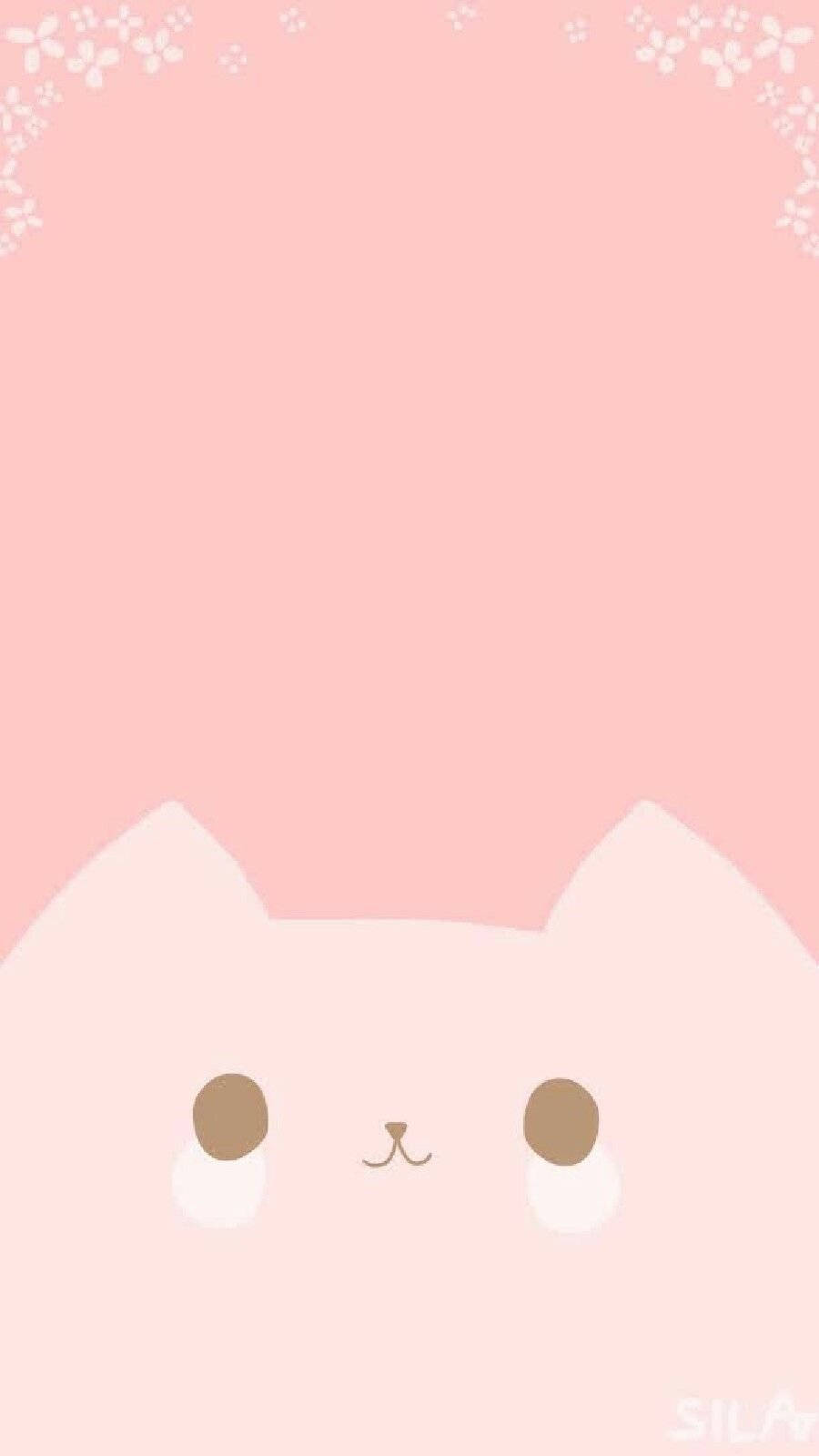 Pink Cat And Butterflies Wallpaper