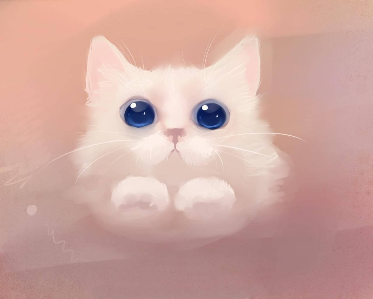 Pink Cat Painting Wallpaper