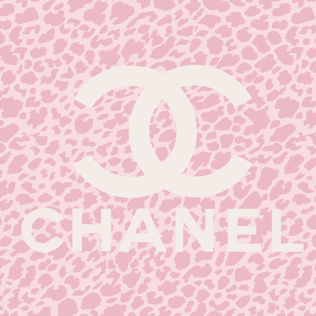 Pink Chanel Logo With Leopard Print Wallpaper