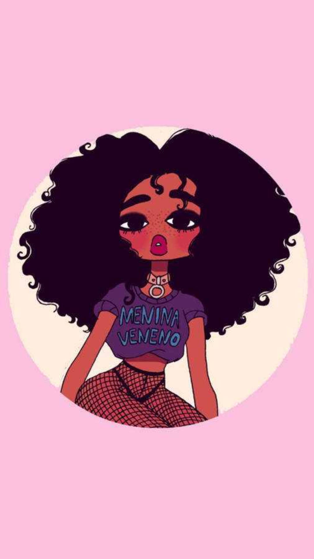 Download free Pink Curly Haired Baddie Cartoon Wallpaper - MrWallpaper.com