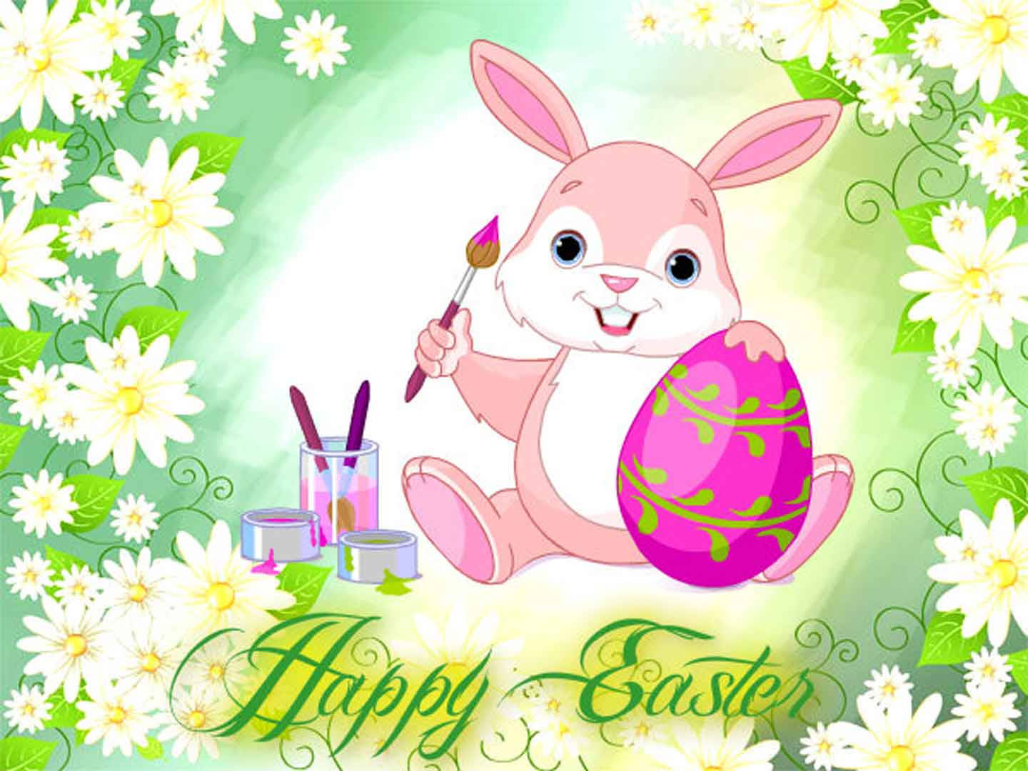 Pink Cute Easter Bunny Wallpaper