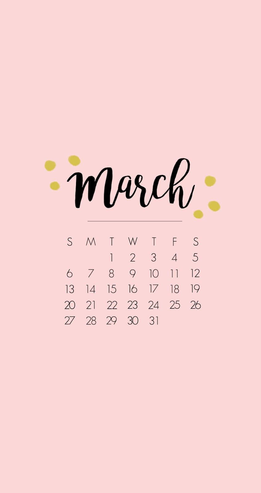 Pink Cute March Calendar Wallpaper