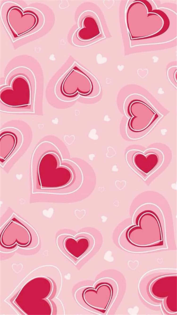 Pink Cute Valentines Hearts Digital Illustration Wallpaper