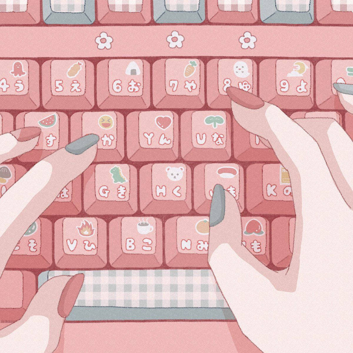 Pink Digital Art Keyboard Aesthetic Wallpaper