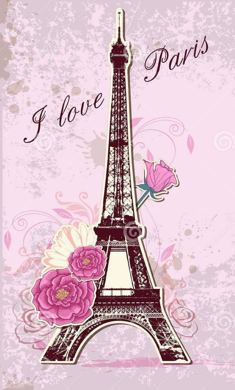 Pink Eiffel Tower Roses Wallpaper