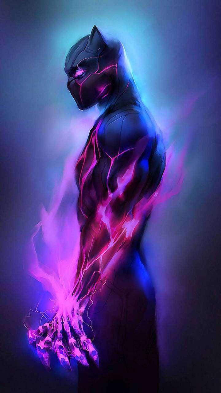 Pink Flames Black Panther Android Wallpaper