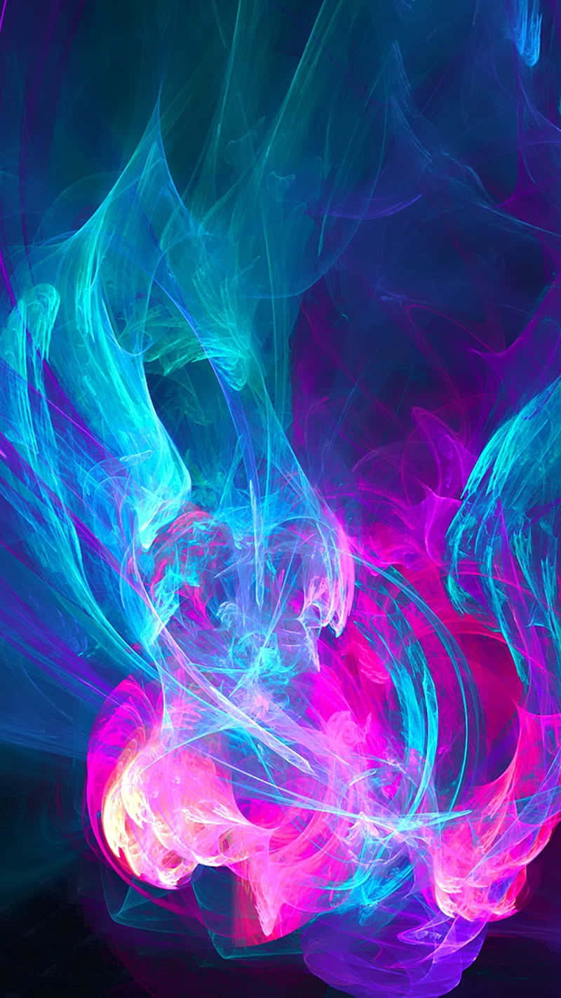 Pink Flames In Green Gradient Wallpaper