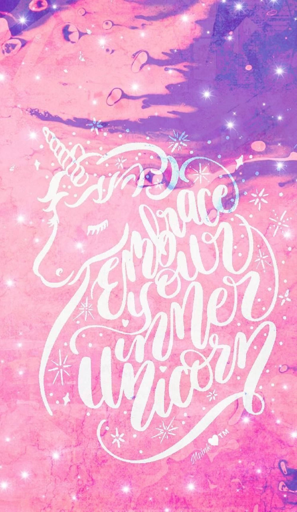 Pink Galaxy Unicorn With Quotes Wallpaper